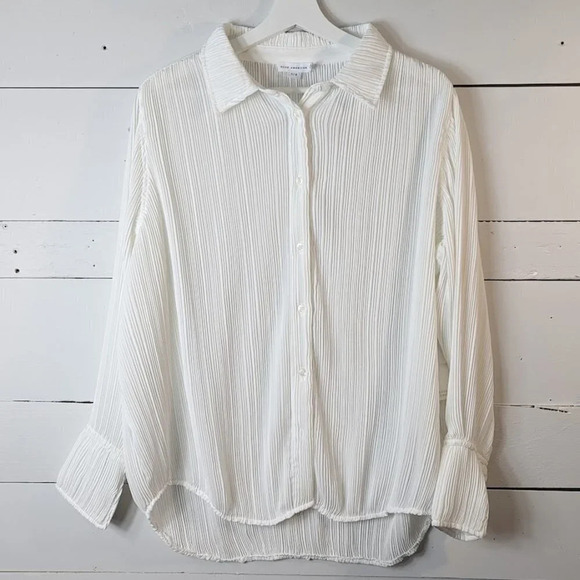 NWT Good American Always Fits Plissé Shirt Size 1/2 - Picture 3 of 10